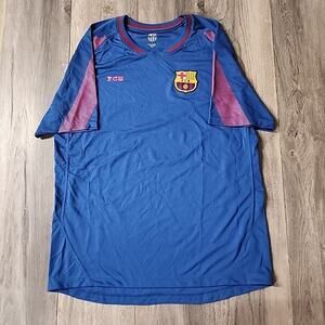 Vintage FC Barcelona Jersey Mens Large Blue Football Club Soccer Dri-fit Shirt